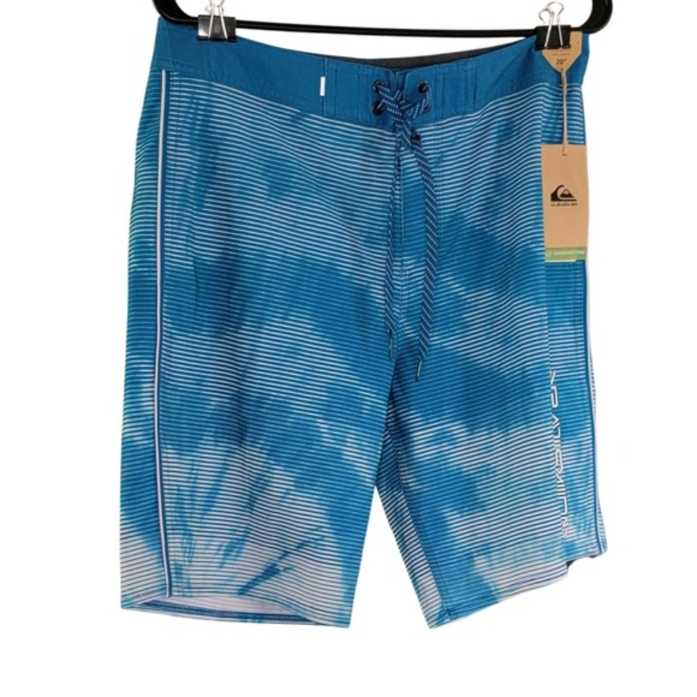 Quiksilver Highline Surf Silk‎ Board Shorts Swim Trunks Blue White Mens Large